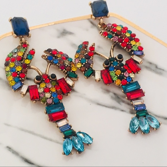 2/$25 Multi Color Crystal Lobster Dangle Earrings - Picture 3 of 8